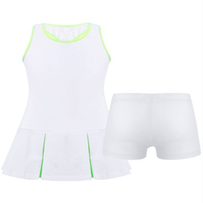 Hansber Kids Girls Sleeveless Tennis Golf Dress Outfits Athletic Tank Top and Skirt with Built in Shorts Tracksuit Sets Open_Back_c 10 Years