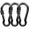 PROND Locking Carabiners, Heavy Duty Carabiner, 316 Stainless Steel Screw Lock Carabiner Hooks (Black - 3PCS) view 1