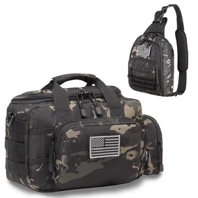 DBTAC Range Bag Small for 2X Pistol + Tactical Concealed Carry Sling Bag (Charcoal Camo)