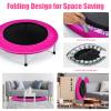 GYMAX Rebounder Trampoline for Adults, Mini Exercise Trampoline with Safety Pad, Foldable Rebounding Fitness Trampoline for Indoor/Outdoor, Small Workout Trampoline for Adults (Pink) view 4