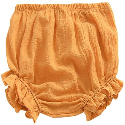 EISHOW Infant Baby Soft Ruffle Shorts Bloomers Toddler Boy Girl Solid Cotton Linen Blend Basic Bottom Cute Loose Harem Shorts (0-6 Months,B-Yellow)