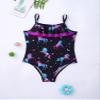 winying Kids Girls One Piece Swimsuit Hawaiian Beach Swimwear Ruffled Backless Rash Guard Beachwear Black Horse 2 12 Years view 3