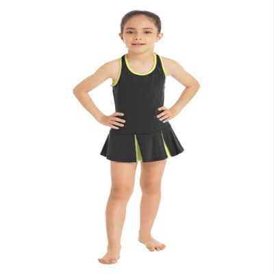 TiaoBug Youth Girls Golf Tennis Dress with Shorts Outfits Kids Tennis Tank Top Skirt Active Sports Dress Set Activewear Black 6 Years