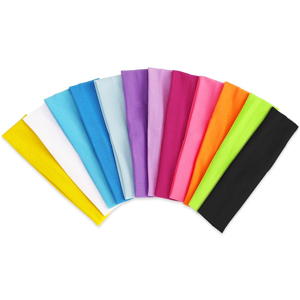 12 Pack Haeadbands, Women's Headbands, Elastic Hair Bands, Yoga Running Sports Headbands, Workout Running Turban Headwrap, Non Slip Sweat Fashion Yoga Hair Wrap