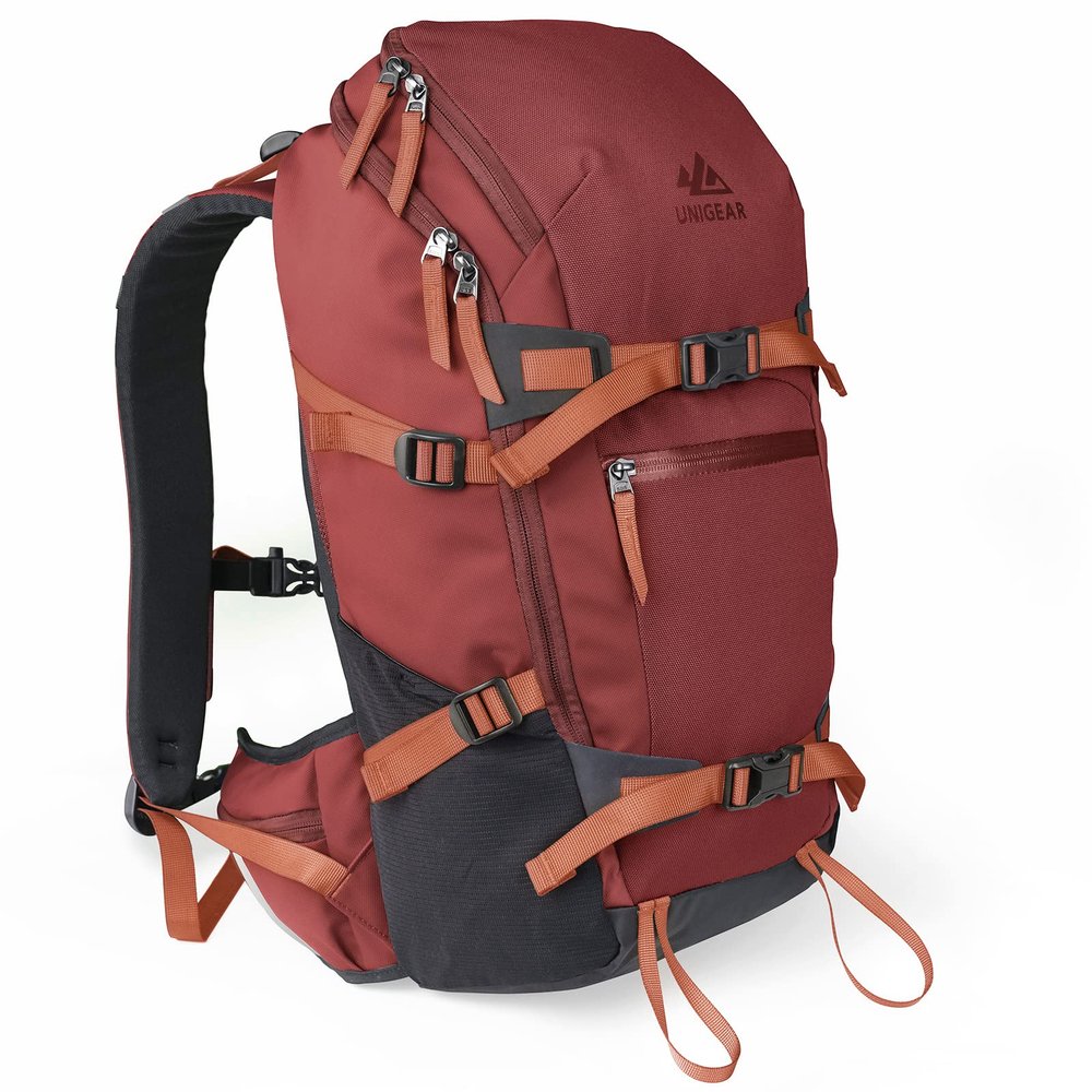Unigear Ski Backpack, 22L Snowboard Travel Backpack 900D Polyester Waterproof for Snowboard, Ski, Camping, Hiking (Red)