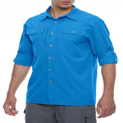 Little Donkey Andy Men's Stretch Quick Dry Water Resistant Outdoor Shirts UPF50+ for Hiking, Travel, Camping Diva Blue Size XXL