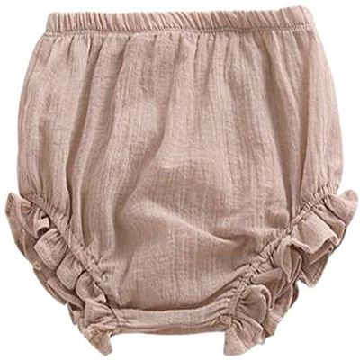 EISHOW Infant Baby Soft Ruffle Shorts Bloomers Toddler Boy Girl Solid Cotton Linen Blend Basic Bottom Cute Loose Harem Shorts (6-12 Months,B-Khaki)