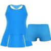 TiaoBug Youth Girls Golf Tennis Dress with Shorts Outfits Kids Tennis Tank Top Skirt Active Sports Dress Set Activewear Blue 6 Years view 4