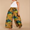 Ankara Print Pants with Bowtie African Clothes for Women Wide Leg Long Trousers Dashiki Clothing 705 L view 3