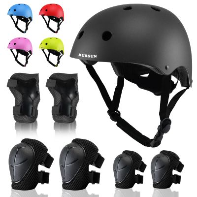 BURSUN Kids Bike Helmet Set Toddler Helmet Kids Helmet Adjustable for Ages 2-3-5-8-14 with Knee Elbow Wrist Pads, Multi-Sport Protective Gear for Cycling Skateboard Scooter Skating Boys Girls