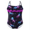 winying Kids Girls One Piece Swimsuit Hawaiian Beach Swimwear Ruffled Backless Rash Guard Beachwear Black Horse 2 6 Years view 1