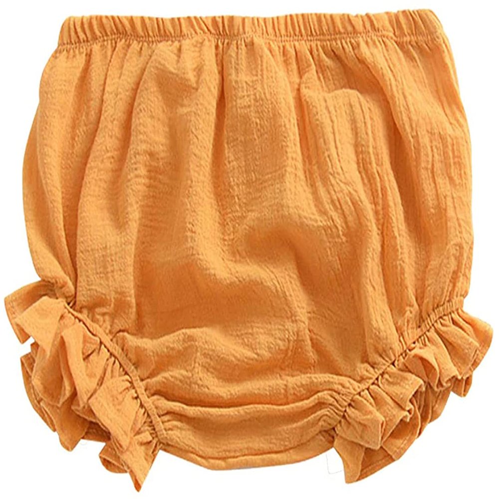 EISHOW Infant Baby Soft Ruffle Shorts Bloomers Toddler Boy Girl Solid Cotton Linen Blend Basic Bottom Cute Loose Harem Shorts (1-2 Years,B-Yellow)