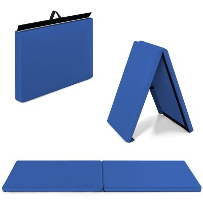 Giantex 6x2'X1.6'' Gymnastics Mat Thick Folding Panel for for Gym, Yoga, Exercise Mat with Hook & Loop Fasteners Blue