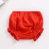 EISHOW Infant Baby Soft Ruffle Shorts Bloomers Toddler Boy Girl Solid Cotton Linen Blend Basic Bottom Cute Loose Harem Shorts (0-6 Months,B-Red) view 2