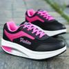 Hbeylia Platform Fashion Sneakers for Women Waterproof Leather Fashion Casual Lace Up Chunky Bottom High Heels Walking Running Hiking Athletic Sport Shoes Fall Low Top Skateboard Play Sneakers Black view 4