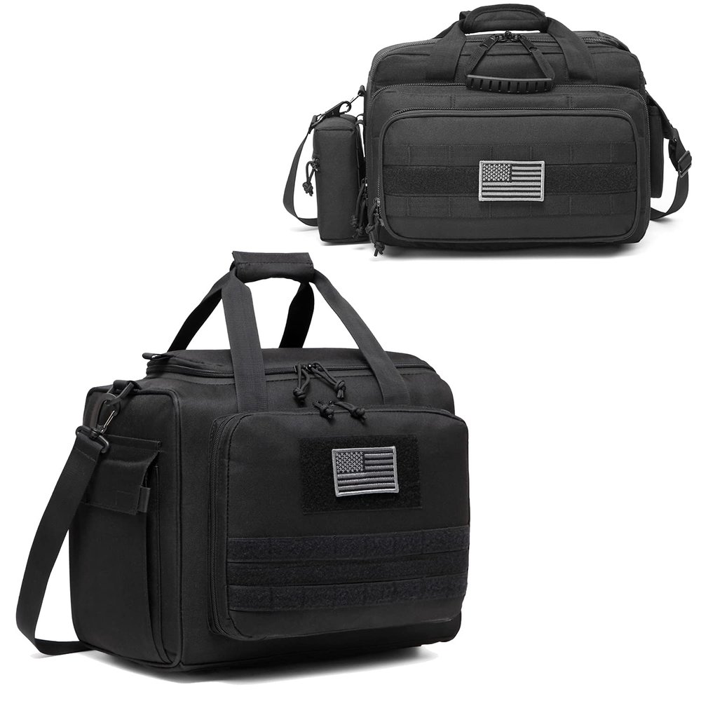DBTAC Range Bag Large for 4+ Pistol (Black) + Range Bag Medium for 2~4 Pistol (Black), Lockable Zipper, Durable Material, Compact Design