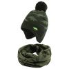 JANGANNSA Knitted Baby Hat Scarf Set Winter Warm Boys Girls Beanie Fleece Lining Toddler Kids Hats with Pompom (Olive Green(Hat+Scarf), 8-24 Months view 1