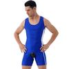 Yihuimin Men's One Piece Sleeveless U Neck Tank Backless Bodysuit Jumpsuit Wrestling Singlet Blue Medium view 2
