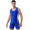 Yihuimin Men's One Piece Sleeveless U Neck Tank Backless Bodysuit Jumpsuit Wrestling Singlet Blue XX-Large