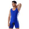 Yihuimin Men's One Piece Sleeveless U Neck Tank Backless Bodysuit Jumpsuit Wrestling Singlet Blue XX-Large view 4