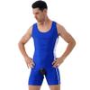 Yihuimin Men's One Piece Sleeveless U Neck Tank Backless Bodysuit Jumpsuit Wrestling Singlet Blue X-Large view 2