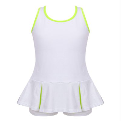 Loodgao Kids Girls Pleated Tennis Golf Dress Workout Outfits Solid Color Sleeveless Sports Dress with Shorts White 12 Years