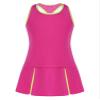 Loodgao Kids Girls Pleated Tennis Golf Dress Workout Outfits Solid Color Sleeveless Sports Dress with Shorts Red 12 Years view 3