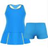 Loodgao Kids Girls Pleated Tennis Golf Dress Workout Outfits Solid Color Sleeveless Sports Dress with Shorts Blue 12 Years view 1