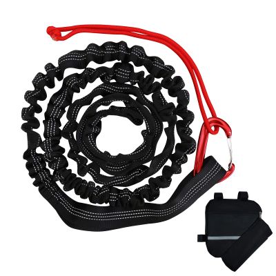 DoThisAllDay Bike Tow Rope for Kids Going Uphill,Compatible with Any Bicycle,118Inches After Stretching(Black)