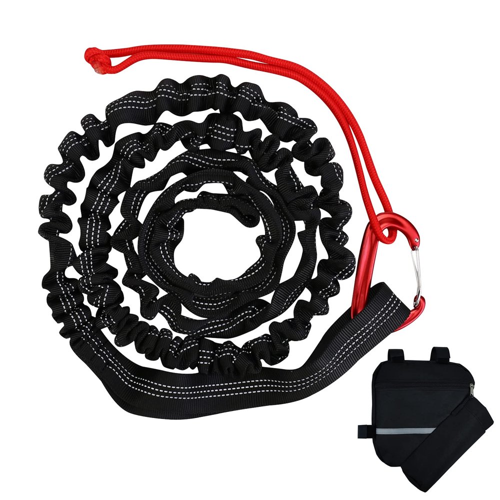 DoThisAllDay Bike Tow Rope for Kids Going Uphill,Compatible with Any Bicycle,118Inches After Stretching(Black)