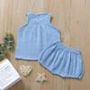 EISHOW Baby Outfits Unisex Girls Boys Cotton Linen Blend Tank Tops & Bloomers Basic Plain Shorts Sets Diaper Cover Underwear (12-18 Months,2pc Blue,12 Months,18 Months) view 3