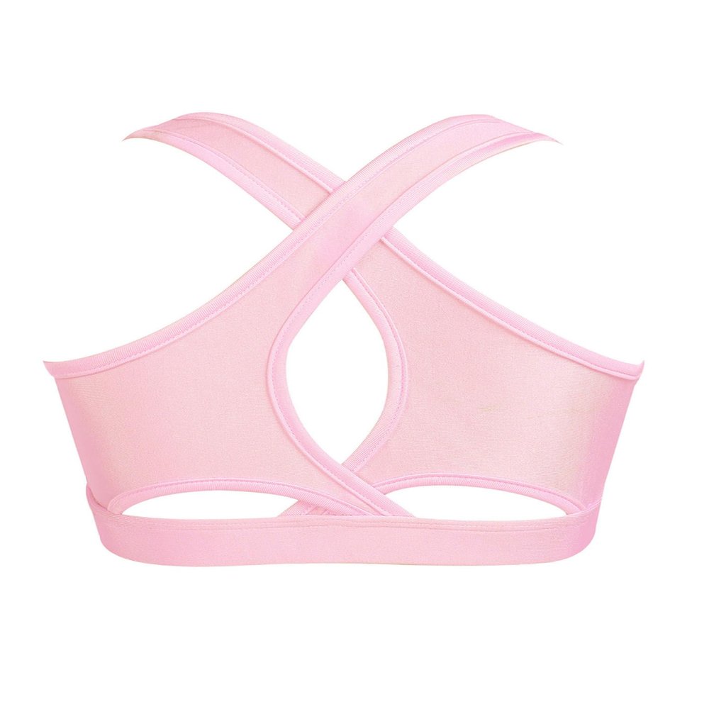 Loloda Kids Girls' Sleeveless Keyhole Back Crop Top Dance Gym Yoga Workout Sport Bra Camisole Dancewear Pink 10 Years