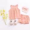 EISHOW Baby Outfits Unisex Girls Boys Cotton Linen Blend Tank Tops & Bloomers Basic Plain Shorts Sets Diaper Cover Underwear (6-12 Months,Pink Tops,6 Months,12 Months) view 3
