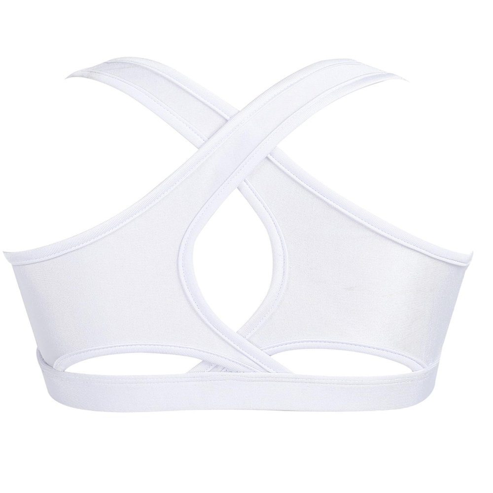 Loloda Kids Girls' Sleeveless Keyhole Back Crop Top Dance Gym Yoga Workout Sport Bra Camisole Dancewear White 4 Years