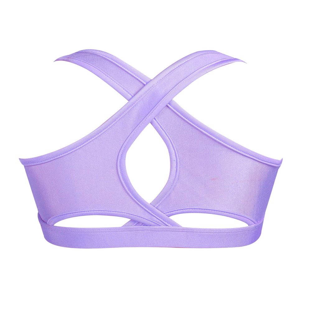 Loloda Kids Girls' Sleeveless Keyhole Back Crop Top Dance Gym Yoga Workout Sport Bra Camisole Dancewear Purple 10 Years
