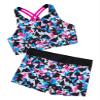 Loloda Kids Girls' Two Piece Swimsuit Crisscross Back Tank Top with Booty Shorts Athletic Bathing Suit Colorful 10 Years view 1