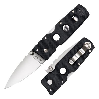 Cold Steel Hold Out 3" S35VN Plain Blade 4" G-10 Handle Everyday Carry Pocket Folding Knife w/Tri-Ad Lock, Pocket Clip