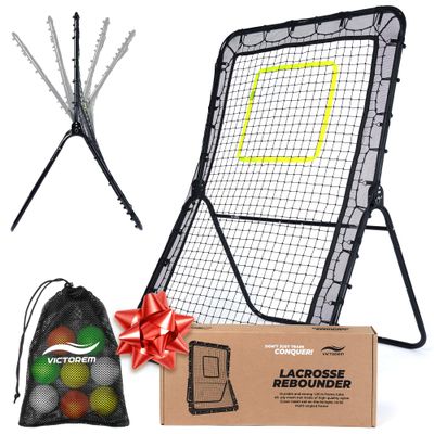 Victorem Lacrosse Rebounder for Backyard - 6x4 Ft. Volleyball Rebounder, Bounce Back Net with 5 Rebound Angles & 8 Balls - Rebound Net for Lacrosse, Baseball, Tennis & Softball