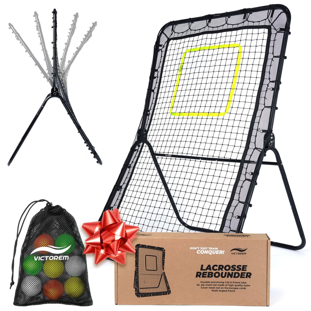 Victorem Lacrosse Rebounder for Backyard - 6x4 Ft. Volleyball Rebounder, Bounce Back Net with 5 Rebound Angles & 8 Balls - Rebound Net for Lacrosse, Baseball, Tennis & Softball