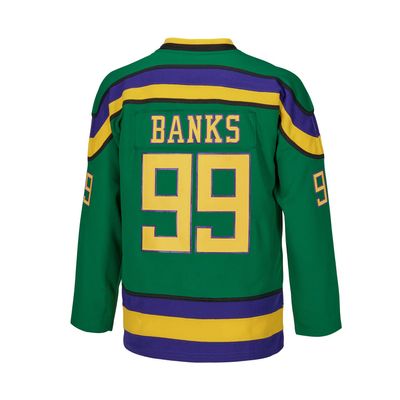 VOVIDEA Youth Ice Hockey Jersey Charlie Conway #96 Banks #99 Mighty Ducks Movie Jersey Kids Shirts (99 Banks Green, Large)