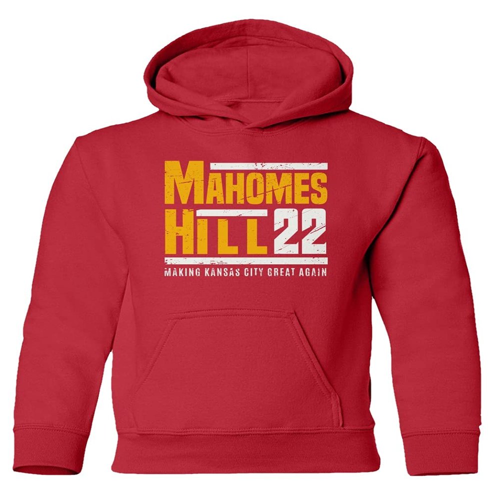 Baku Apparel Mahomes Tyreek Kansas City 2022 Boys Girls Youth Hooded Sweatshirt (Red, Youth - X-Large)