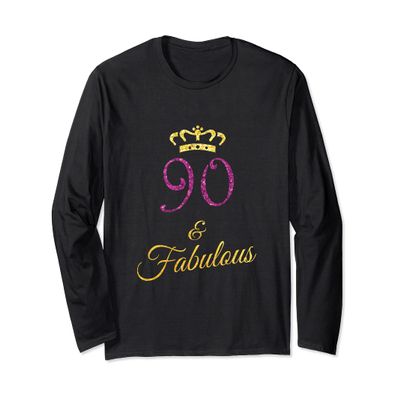 90th Birthday Shirt for Women Gift Funny 90 Year Old Grandma Long Sleeve T-Shirt