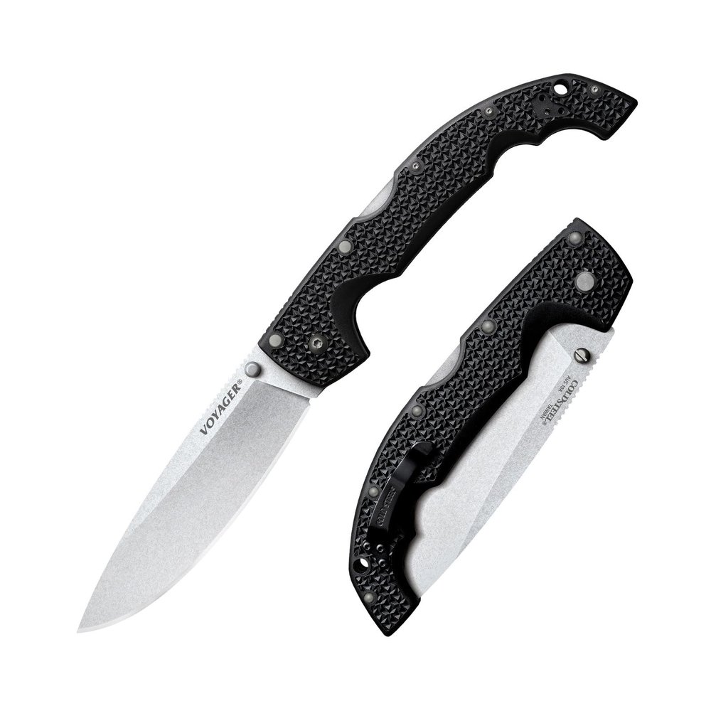 Cold Steel XL Voyager 5.5" AUS10A Drop Point Razor-Sharp Blade 6.75" Griv-Ex Handle Everyday Carry Tactical Folding Knife, Boxed