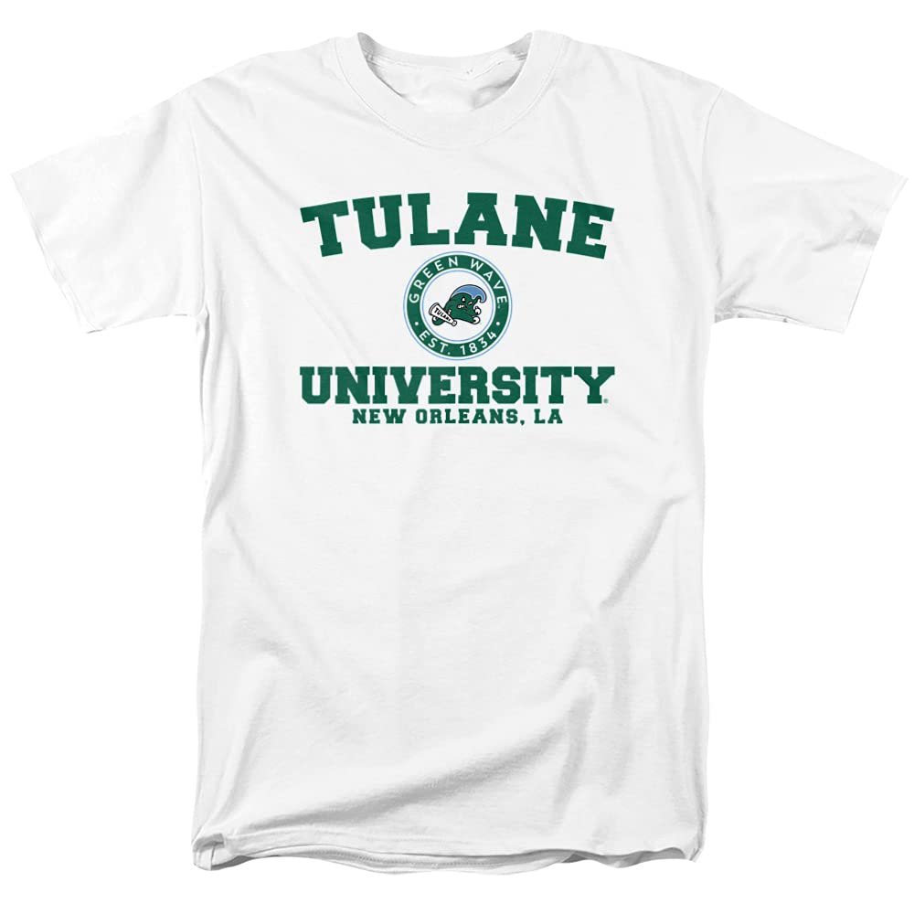 Tulane University Official Circle Logo Unisex Adult T Shirt,White, 4X-Large