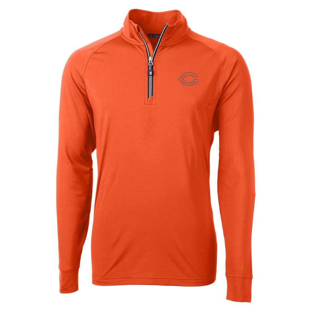 Cutter & Buck Men's Orange Chicago Bears Adapt Eco Knit Quarter-Zip Pullover Jacket