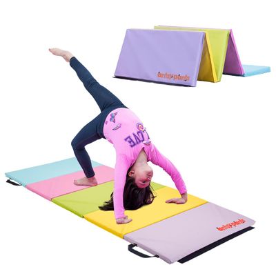 Antsy Pants Tumbling Mat Gymnastics Mat, Easy to Clean Gym Mat, Sturdy, Foldable Tumbling Mat for Kids, Padded, Lightweight, Portable, Carrying Handle, Gymnastics Equipment for Activity Play