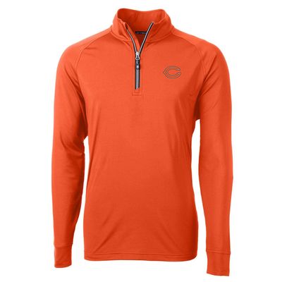 Cutter & Buck Men's Orange Chicago Bears Adapt Eco Knit Quarter-Zip Pullover Jacket