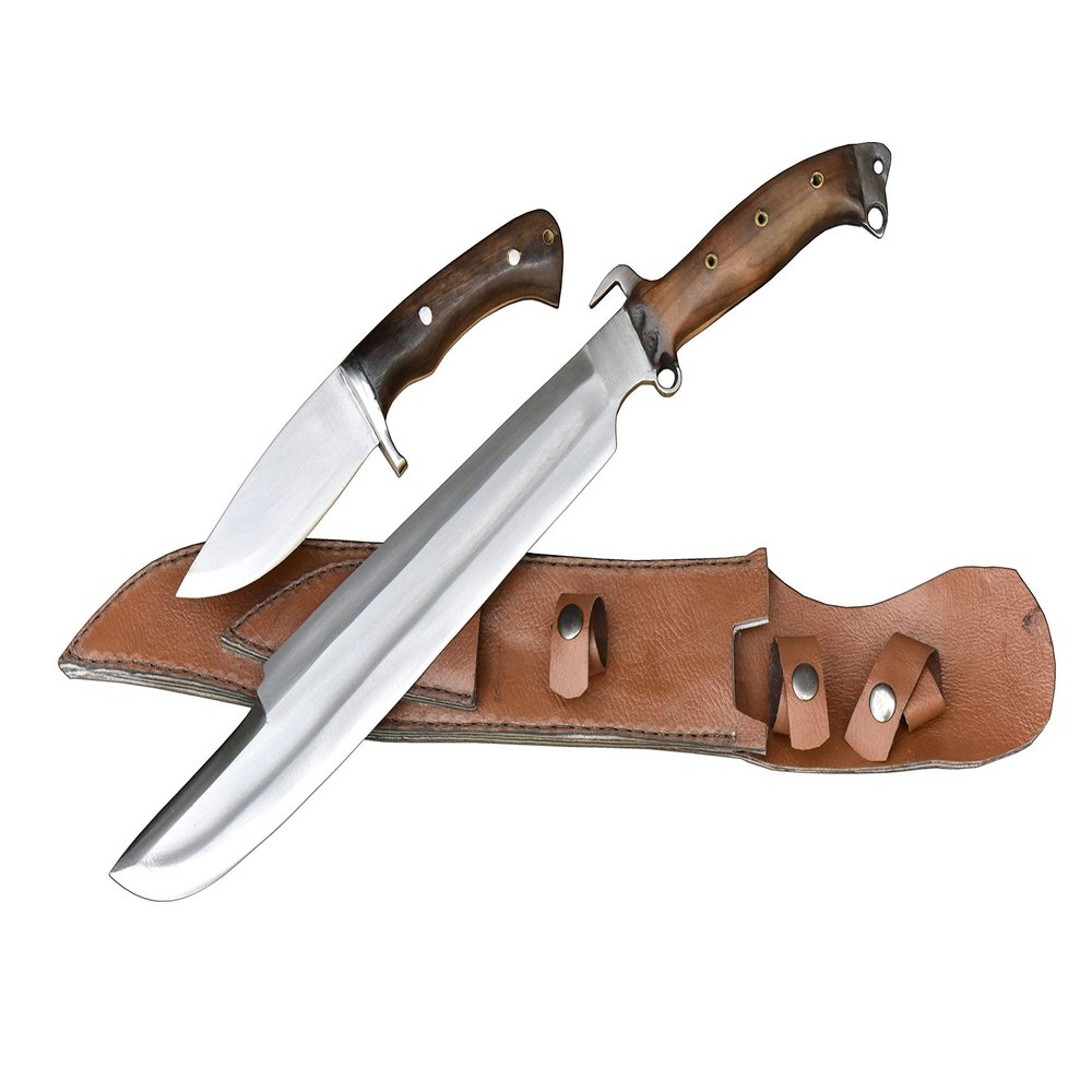 GK&CO. Kukri House- 14 Inch Blade Predator EUK Survival Machete Khukukri Military Knife with Small Utility-Handmade in Nepal