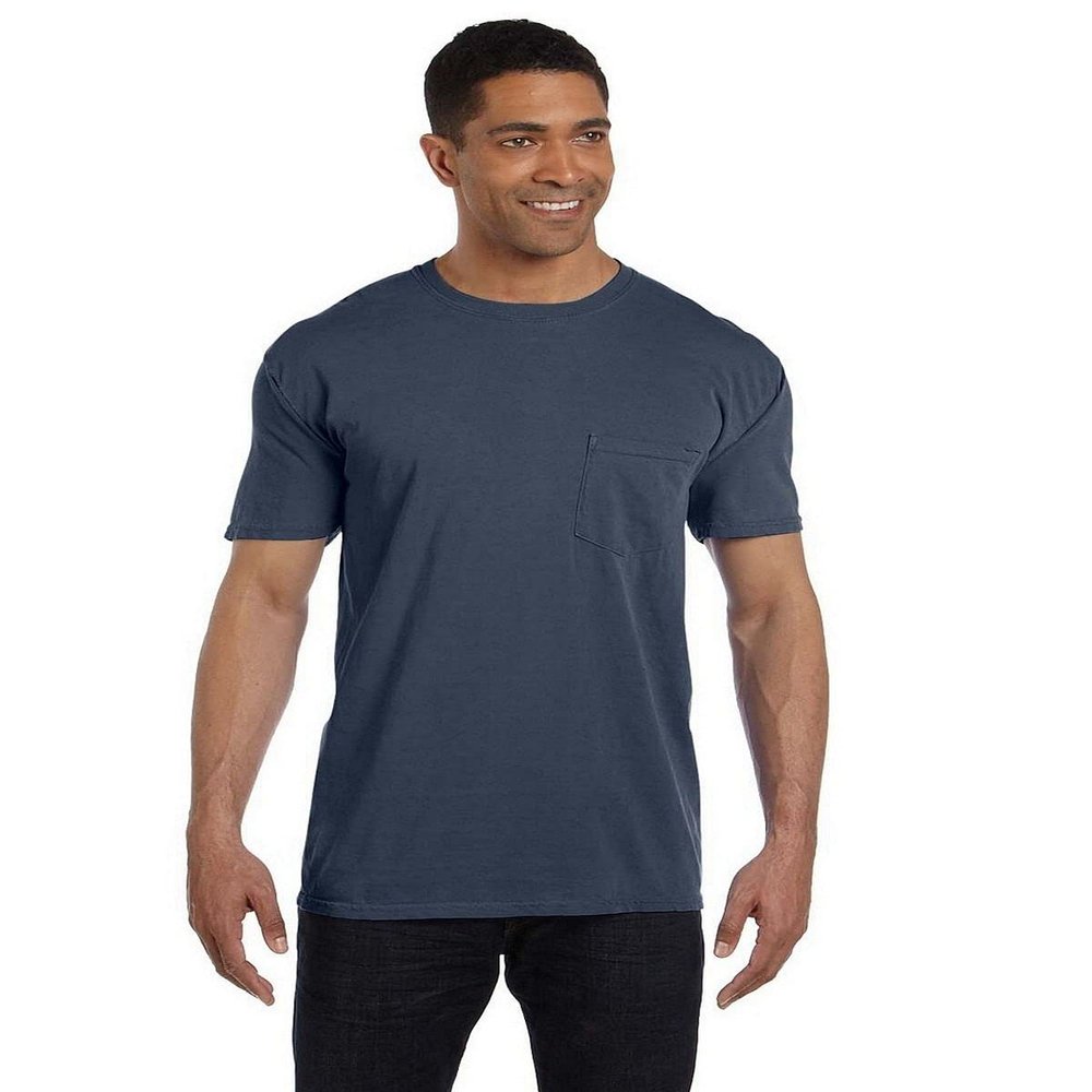 Comfort Colors Men's Adult Short Sleeve Pocket Tee, Style 6030 (XXX-Large, Denim)