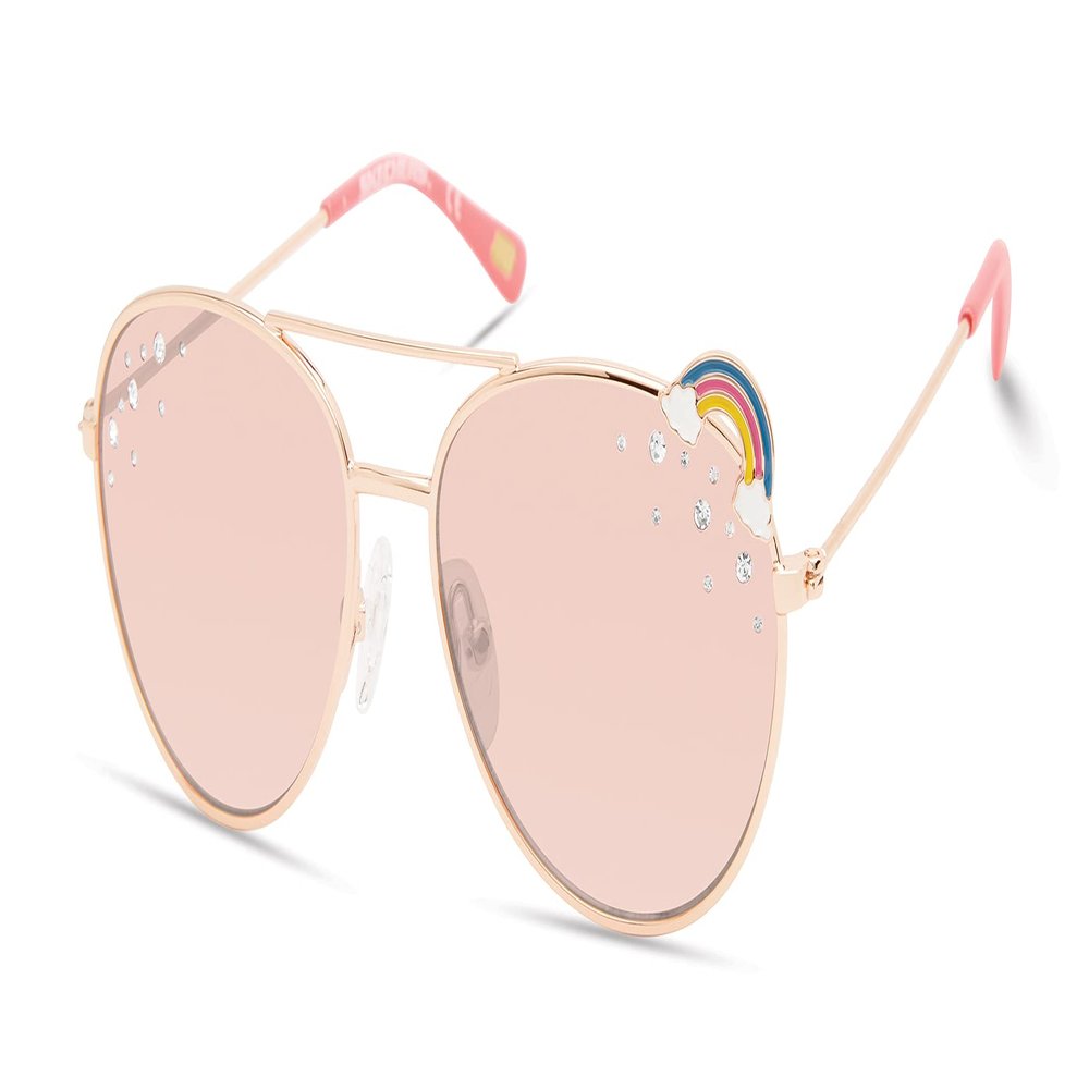 Skechers Girls Aviator Sunglasses, Rose Gold Frame with Pink Flash Lenses